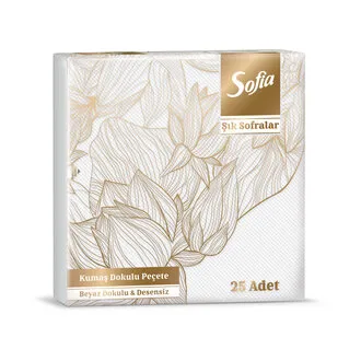 Sofia Kumaş Dokulu Peçete Beyaz 25'li