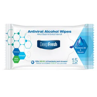 Deep Fresh Alkol Bazlı Antiviral Islak Cep Mendili 15'li