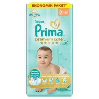 Prima Bebek Bezi Premium Care 3 Numara 52'li 6-10 Kg Ekonomik Paket