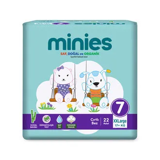 Minies Bebek Bezi XXLarge 7 Beden 17+Kg 22 Adet