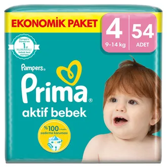 Prima Aktif Bebek Ekonomik Paket 4 Beden 9-14 Kg 54 Adet