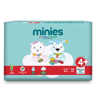 Minies Bebek Bezi Maxi Plus 4+ No 9-16 Kg 38 Adet