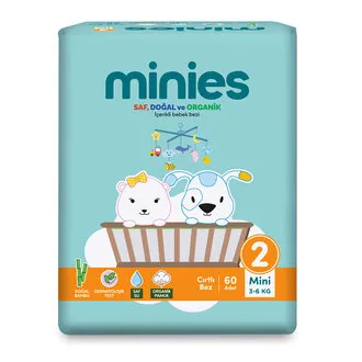 Minies Bebek Bezi Mini 2 Beden 3-6 Kg 60 Adet