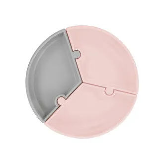 Oioi Vakumlu Mama Tabağı Puzzle Pink / Powder Grey