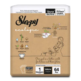 Sleepy Ecologıc Bebek Bezı 1 Beden Yenıdogan 2-5 Kg 64'Lu