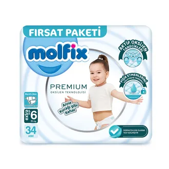 Molfix Premium Paket 6 Beden Extra Large 15+ Kg 34'lü