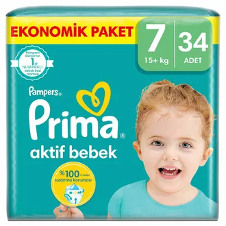 Prima Aktif Bebek Ekonomik Paket 7 Beden 15+ Kg 34 Adet