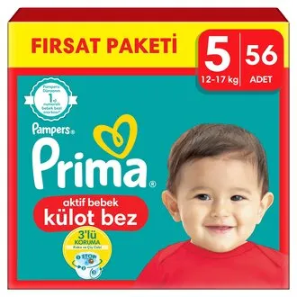 Prima Külot Bebek Bezi 5 Beden 56 Adet Junior Fırsat Paketi