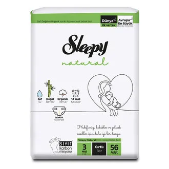 Sleepy Natural Jumbo Paket 3 Beden Midi 4-9 Kg 56'li
