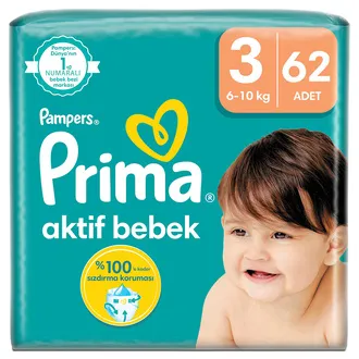 Prima Aktif Bebek Ekonomik Paket 3 Beden 6-10 Kg 62 Adet