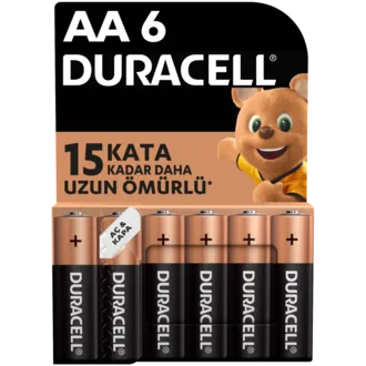 Duracell Alkalin AA Kalem Pil 1,5 V (LR6 / MN1500) 6'lı Paket