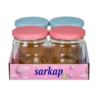 Sarkap Home 4'lü Yuvarlak Kapaklı Cam Kavanoz 210 Ml