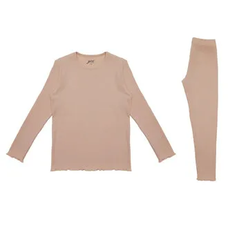 Brix Kız Çocuk Fitilli Taytlı Takım Pudra 5-6