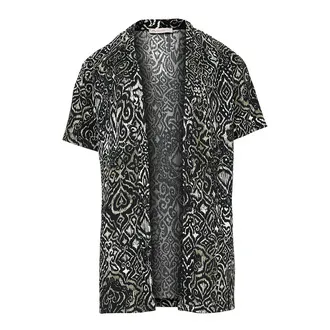 S Design Yeşil Desenli Kimono Bluz S