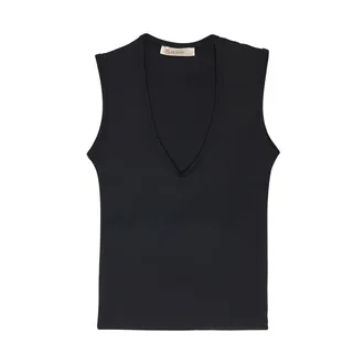 S Design V Yaka Bluz Siyah L