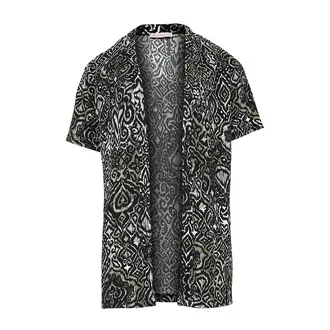 S Design Yeşil Desenli Kimono Bluz M