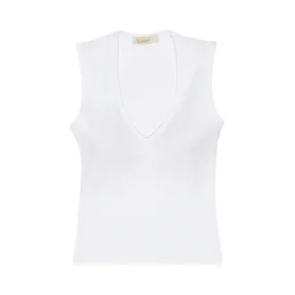 S Design V Yaka Bluz Beyaz XL